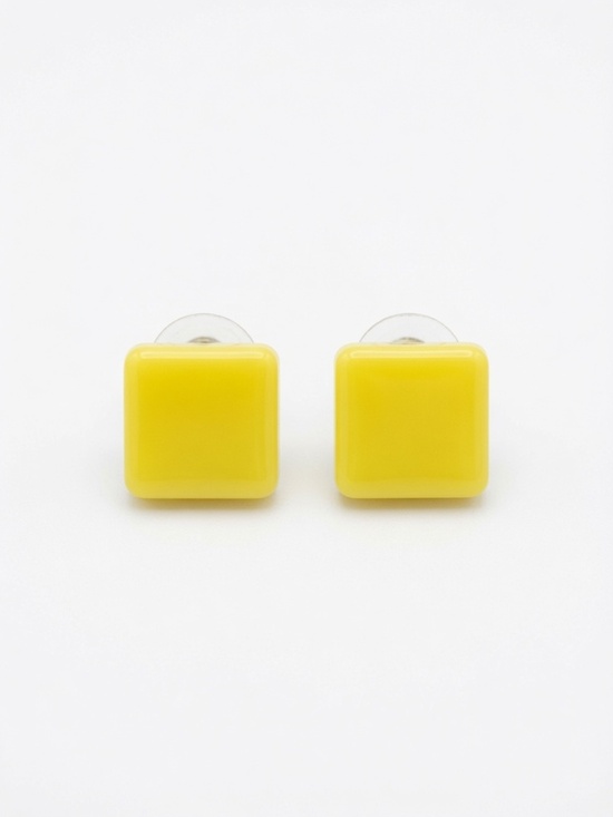 Jewelry - Bright Yellow Resin Square Stud Earrings
